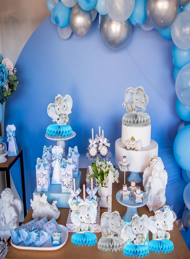 Matwsec 6 Pcs Baby Shower Boy Table Decorations Elephant Baby Shower Decorations Blue Elephants Honeycomb Table Centerpiece Elephant Theme Gender Reveal Kids Boys Birthday Party Decor Supplies - Image 5